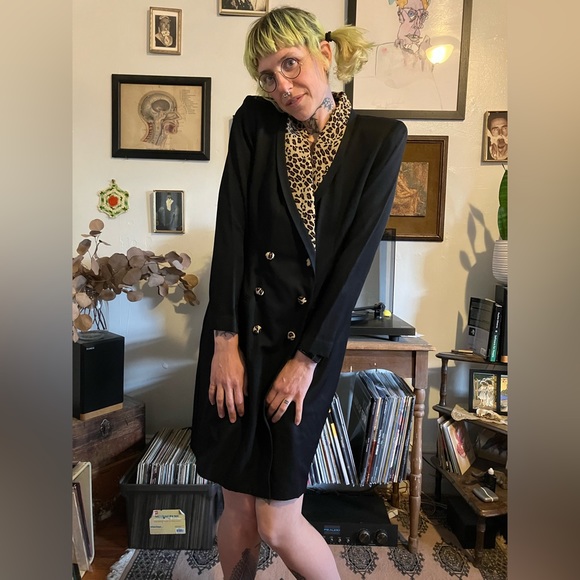 🐆 SOLD 🐆 Vintage Sassy Black Leopard Blazer Dress by Danny & Nicole ~ Size 8P - Picture 4 of 11